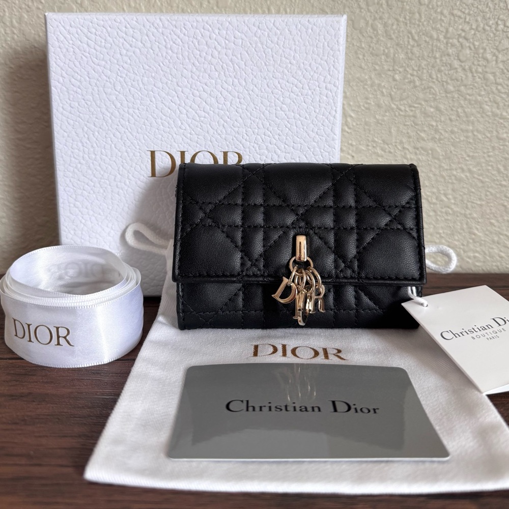 ❌SOLD❌NEW DIOR My Dior Cannage Stitched Lambskin Leather Wallet in Black - Picture 8 of 8